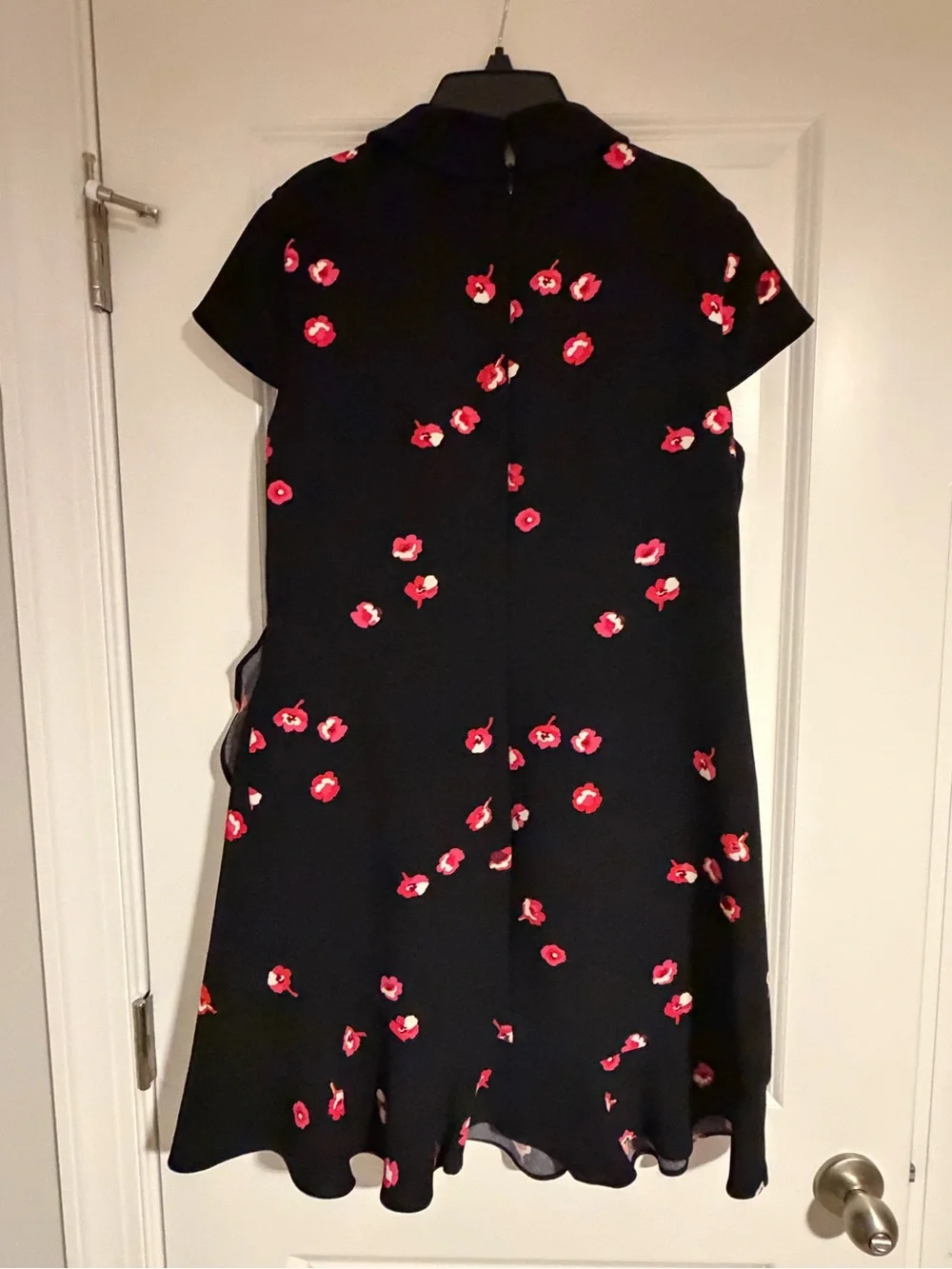Kate Spade New York Black Floral Asymmetric Ruffle Mini Dress Size 12